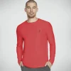 SKECHERS GO DRI All Day L/S Diamond Tee Solid METAL / VERMELHO Sale