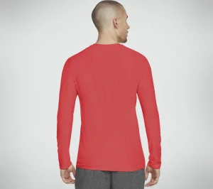 SKECHERS GO DRI All Day L/S Diamond Tee Solid METAL / VERMELHO Sale