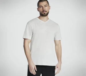 SKECHERS GO DRI Pima Signature V-Neck BRANCO / TAUPE Cheap