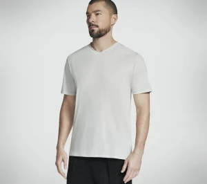 SKECHERS GO DRI Pima Signature V-Neck BRANCO / TAUPE Cheap