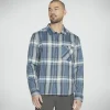 SKECHERS GO DRI Ridgetop Button Down Shirt DENIM Cheap