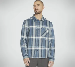 SKECHERS GO DRI Ridgetop Button Down Shirt DENIM Cheap