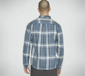 SKECHERS GO DRI Ridgetop Button Down Shirt DENIM Cheap