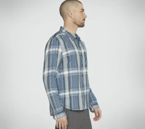 SKECHERS GO DRI Ridgetop Button Down Shirt DENIM Cheap