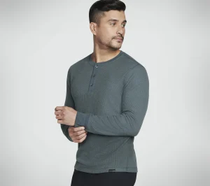 SKECHERS GO KNIT Waffle Henley VERDE / PRETO Discount
