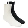 SKECHERS GO LOUNGE Furry Crew Socks - 2 Pack BRANCO / PRETO Online