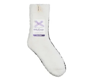 SKECHERS GO LOUNGE Furry Crew Socks - 2 Pack BRANCO / PRETO Online