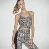 SKECHERS GOSTRETCH Mini Cheetah Racerback Longline Bra CASTANHO / CAMEL Clearance