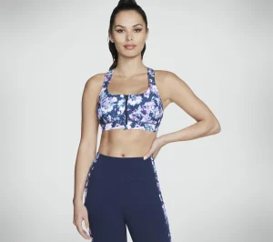 SKECHERS Misty Floral Zip-Front Bra AZUL / LAVANDA Cheap