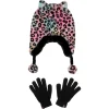 SKECHERS Plush Leopard Hat Set MULTICOR Fashion