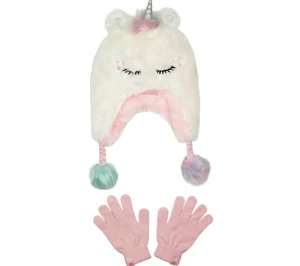 SKECHERS Plush Unicorn Hat Set BRANCO SUJO Cheap