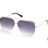 SKECHERS Semi-Rimless Metal Aviator CLARO DOURADO Online