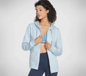 SKECHERS Apparel Diamond Crown Front Zip Hoodie BLUE / POWDER BLUE Fashion