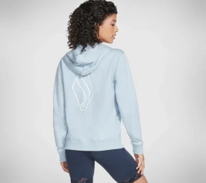 SKECHERS Apparel Diamond Crown Front Zip Hoodie BLUE / POWDER BLUE Fashion
