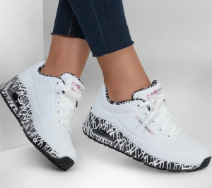 SKECHERS X JGoldcrown: Uno - Loving Love BRANCO / PRETO Sale