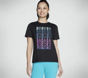 SKECHERS Vibrant Glow Short Sleeve Tee PRETO Cheap